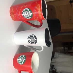 Starbucks Red and White Mugs Set